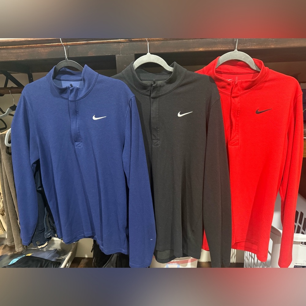 Nike Trio of Long Sleeve Pullovers - Navy, Black, Crimson